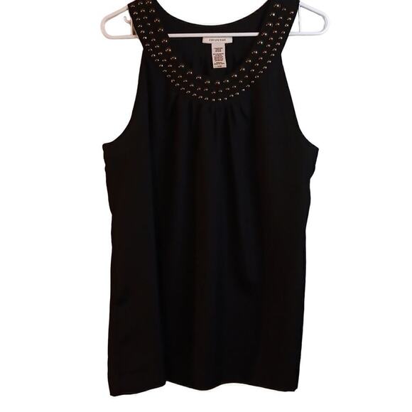 Covington Tops - EUC Covington Black Top with Bronz Looking Embellishments at Neck XL